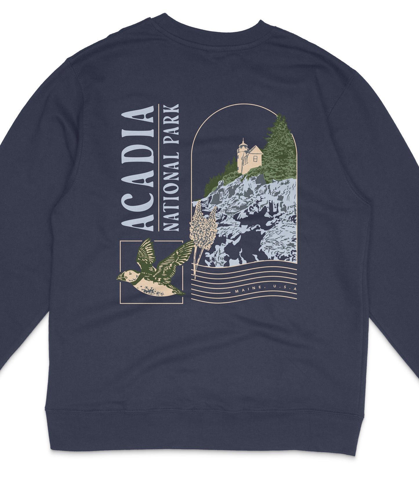Acadia National Park Midweight Crewneck Graphic Sweatshirt - Unisex Outdoor Pullover