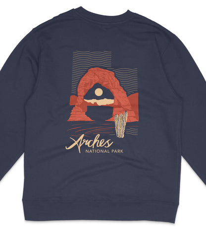 Arches National Park Midweight Crewneck Graphic Sweatshirt - Unisex Outdoor Pullover
